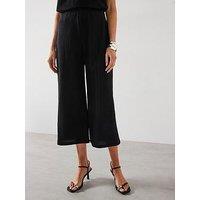 Mango Cropped Palazzo Trousers - Black