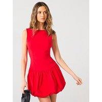 Mango Short Balloon Effect Dress - Red