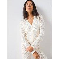 Mango Pattern Knit Detailed Cardigan - Cream