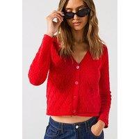 Mango Pattern Knit Detailed Cardigan - Red