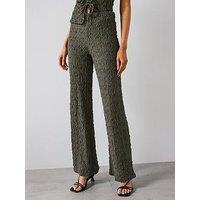 Mango Straight Textured Trousers - Khaki