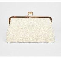 Quiz Bridal White Pearl Pouch Bag
