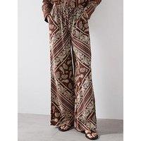 Mango Paisley Wide Leg Pants - Brown
