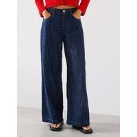 Mango Wide Leg Mid-Rise Jeans - Blue