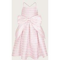 Monsoon Girls Stripe Bow Strappy Twill Dress - Pink
