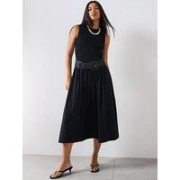 Mango Flared Dress With Gathered Body - Black