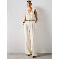 Mango Belt Long Jumpsuit - Cream