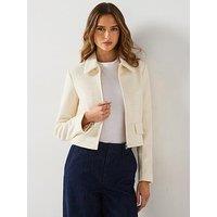 Mango Cotton-Blend Jacket With Lapel - Cream