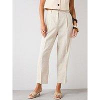Mango Straight Linen Trousers With Dart Detail - Beige