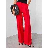 Mango Straight-Fit Linen Suit Trousers - Red