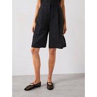 Mango Linen Blend Suit Bermuda Shorts - Black