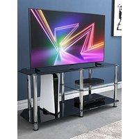 Avf Classic 1.14M Glass Tv Stand With Vertical Storage - Fits Up To 55 Inch Tv - Black/Chrome