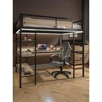 Xr Living Denver High Sleeper Bed With Wireless Charging And Led Lights - Oak/Black