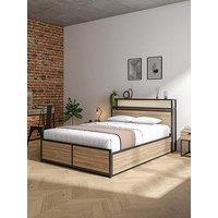Xr Living Denver Ottoman Bed With Wireless Charging And App Controlled Led - Oak/Black - Double