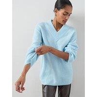 The Very Collection Mohair Wool Blend V Neck Jumper - Blue