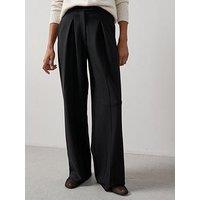 The Very Collection Ponte Wide Leg Pleated Trouser - Black