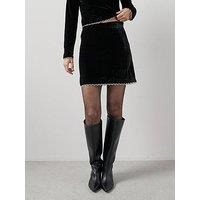 The Very Collection Velvet Trim Mini Skirt Co-Ord - Black