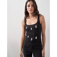 The Very Collection Embellished Corset Top - Black