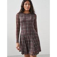 V By Very Check Mesh Printed Dress - Multi