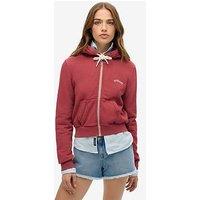 Superdry Essential Logo Cropped Zip Hoodie - Red