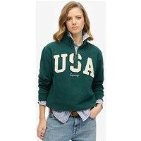 Superdry Athletic Essentials Applique Half Zip Sweatshirt - Green