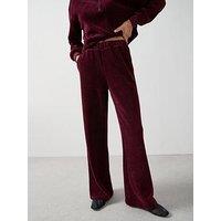The Very Collection Velour Rib Wide Leg Trousers Co-Ord - Purple