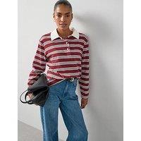 The Very Collection Collar Stripe Rugby Top - Burgundy