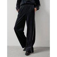 The Very Collection Velour Wide Leg Joggers With Piping Co-Ord - Black