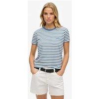 Superdry Essential Logo Striped Fitted T-Shirt - Blue