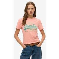 Superdry Vintage Logo Rhinestone Slim T-Shirt - Pink