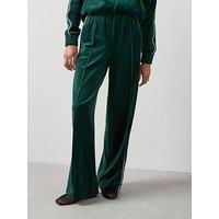 The Very Collection Velour Wide Leg Joggers With Piping Co-Ord - Green