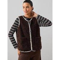 V By Very Borg Gilet - Brown