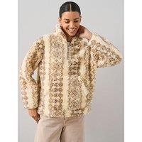 V By Very Half Zip Printed Borg Fleece - Multi