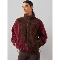 The Very Collection Colour Block Borg Fleece- Burgundy