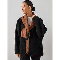 V By Very Shawl Collar Borg Jacket - Black