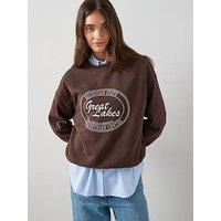 V By Very Michigan Great Lakes Graphic Sweatshirt - Brown