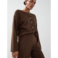 The Very Collection Button Up Textured Cardigan Co-Ord - Brown