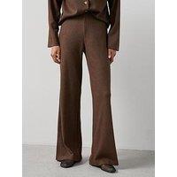 The Very Collection Textured Wide Leg Trouser Co-Ord - Brown