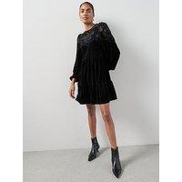 The Very Collection Velvet Cutwork Dress - Black