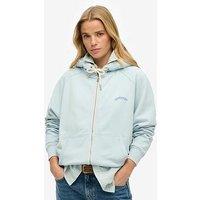 Superdry Essential Logo Oversized Raglan Zip Hoodie - Blue