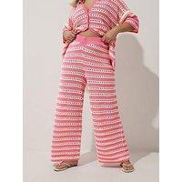 Yours Curve Knitted Trouser - Pink/White