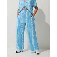 Yours Curve Tie Dye Textured Trouser - Blue