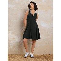 Pixiegirl Petite Stripe Trim Flippy Mini Dress - Black