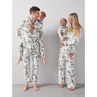 The Very Collection Mens Family Christmas Pj Winter Wonderland Woven Revere Set - Cream