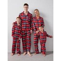 The Very Collection Mens Family Christmas Pj Check Flannel Revere Set - Red