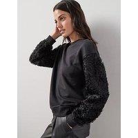 The Very Collection Lace Sleeve Top - Black