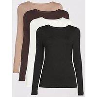 The Very Collection 4 Pack Long Sleeve Crew Neck T-Shirts - Multi