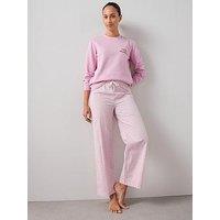 The Very Collection Slogan Sweat And Gingham Bottoms Pyjama Set - Pink