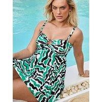 Yours Curve Ring Bandeau Tankini - Green