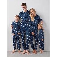 The Very Collection Mens Family Christmas Pj Character Long Sleeve T-Shirt With Jogger Set - Navy